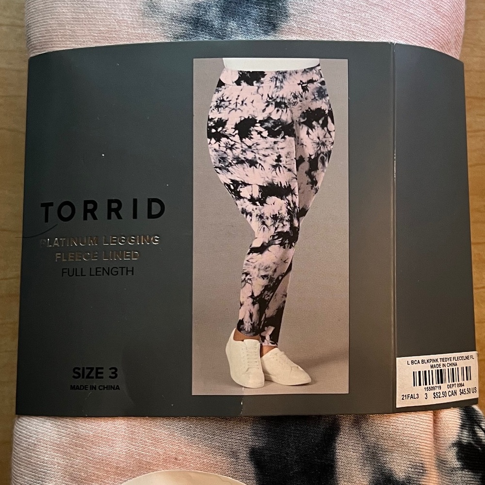 Torrid pink and black fleece lined leggings